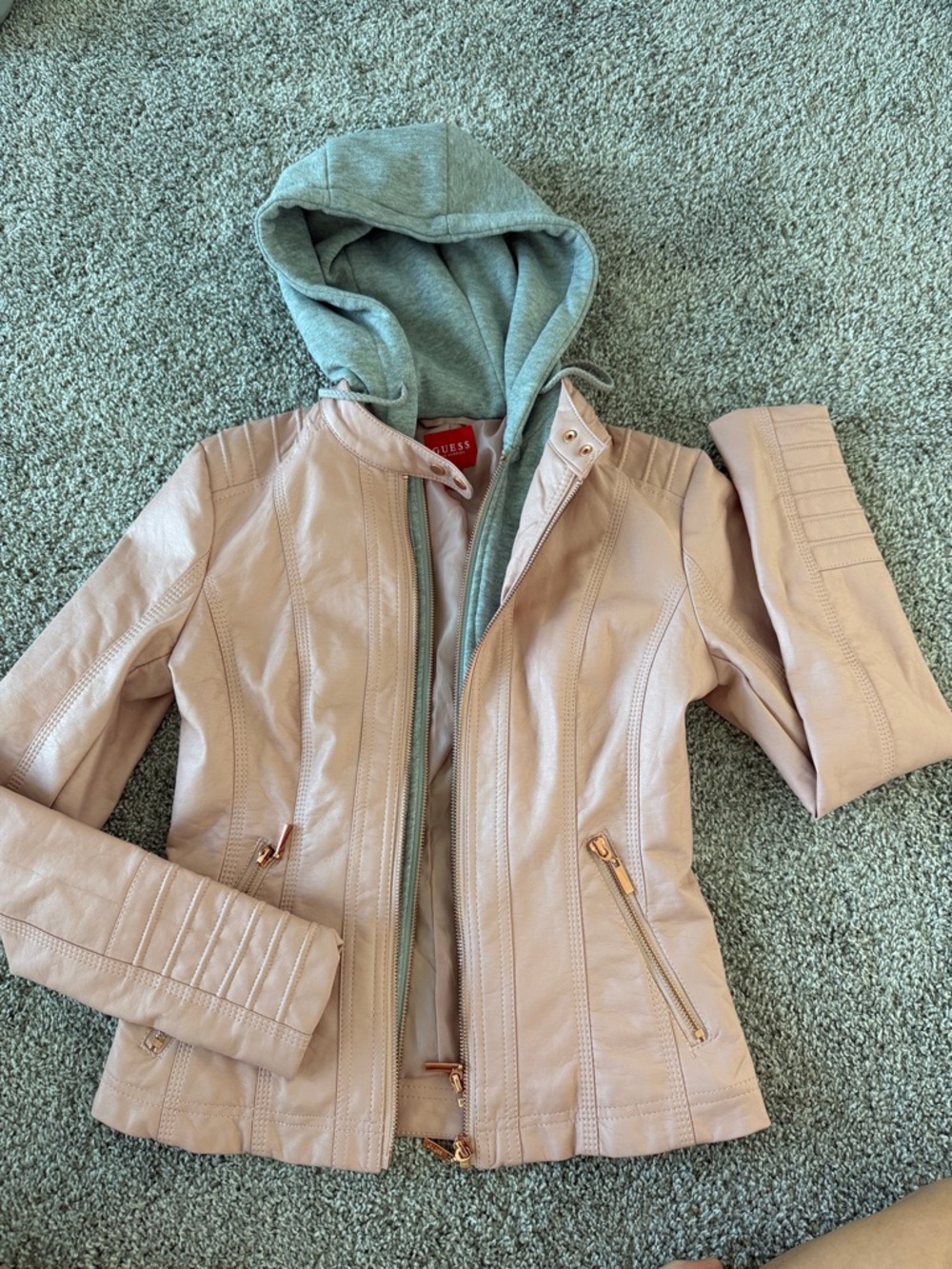 GUESS Blush Pink Faux Leather Jacket